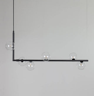 Lustra Lustre en Verre avec Structure en Acier Noir Linéaire