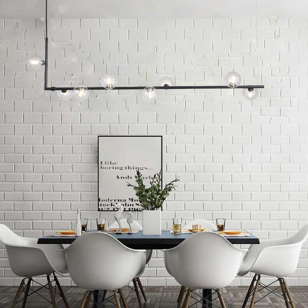 Finnise Lustre en Verre avec Structure en Acier Noir Linéaire