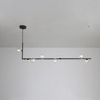 Lustra Lustre en Verre avec Structure en Acier Noir Linéaire