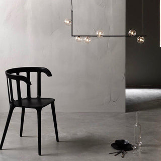 Lustra Lustre en Verre avec Structure en Acier Noir Linéaire