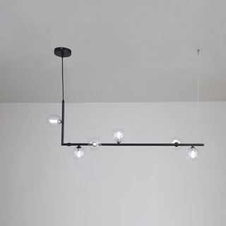 Lustra Lustre en Verre avec Structure en Acier Noir Linéaire