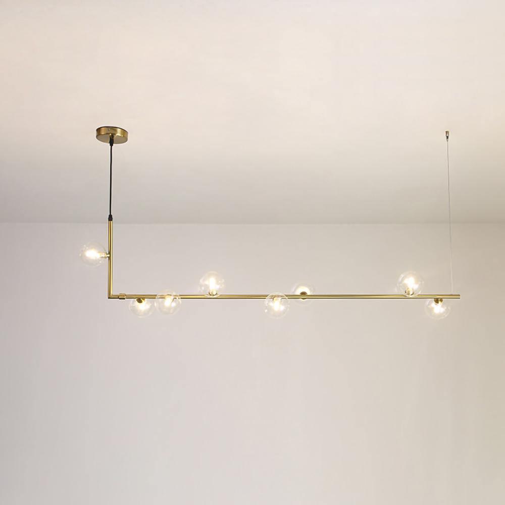 Finnise Lustre en Verre avec Structure en Acier Noir Linéaire