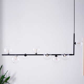 Lustra Lustre en Verre avec Structure en Acier Noir Linéaire