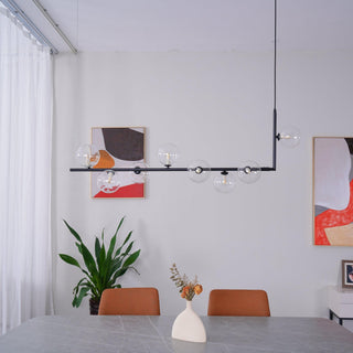Lustra Lustre en Verre avec Structure en Acier Noir Linéaire