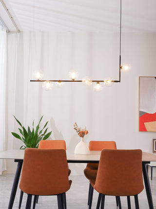 Lustra Lustre en Verre avec Structure en Acier Noir Linéaire