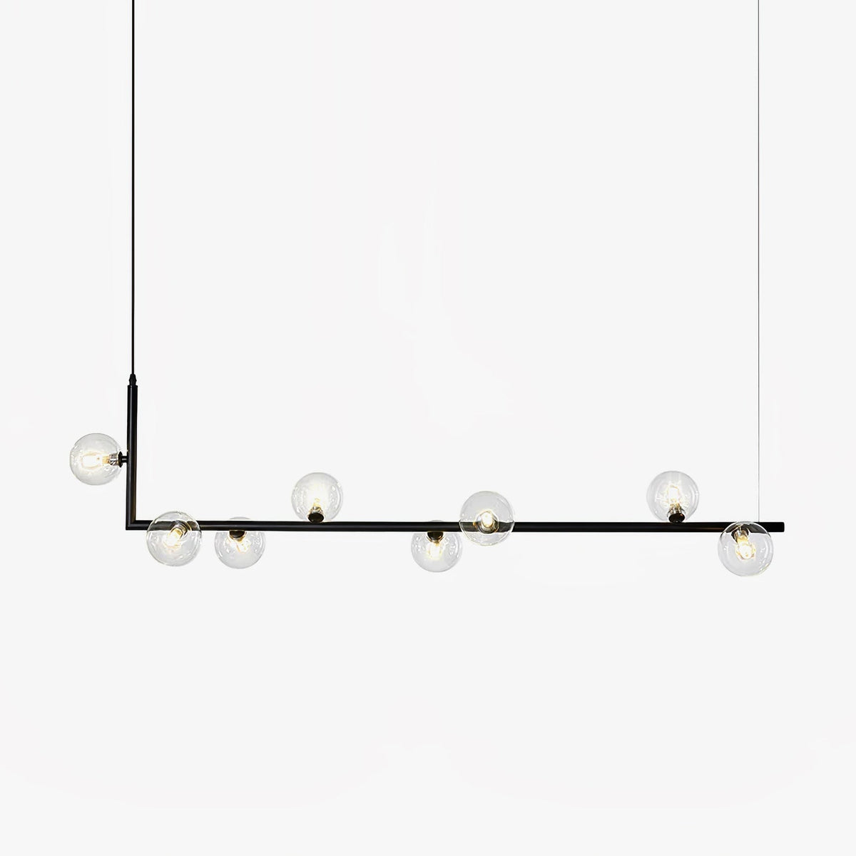 Finnise Lustre en Verre avec Structure en Acier Noir Linéaire
