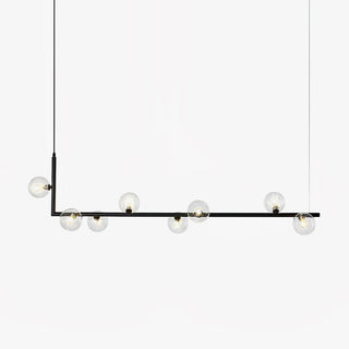 Lustra Lustre en Verre avec Structure en Acier Noir Linéaire