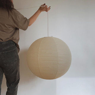 Solara Suspension Bambou Papier Washi Ronde