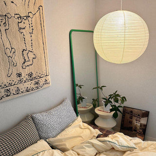Solara Suspension Bambou Papier Washi Ronde