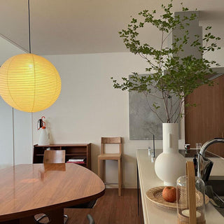 Solara Suspension Bambou Papier Washi Ronde