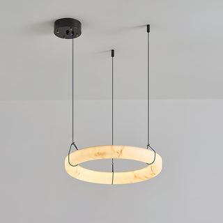 Aureon Lustre de Luxe en Albâtre Blanc