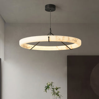 Aureon Lustre de Luxe en Albâtre Blanc