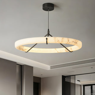 Aureon Lustre de Luxe en Albâtre Blanc