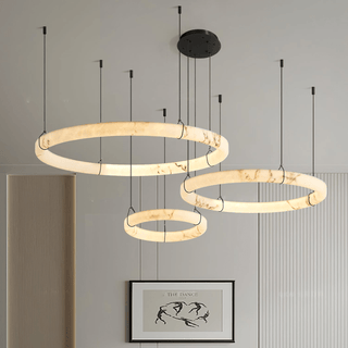 Aureon Lustre de Luxe en Albâtre Blanc