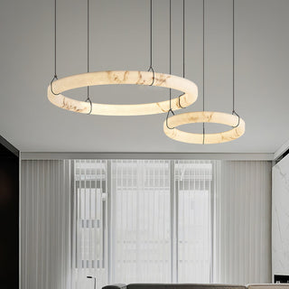 Aureon Lustre de Luxe en Albâtre Blanc
