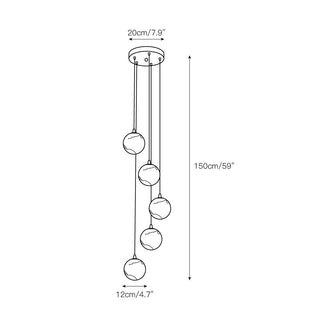 Gloruvye Lustre Métal Boules Moderne en Grappes