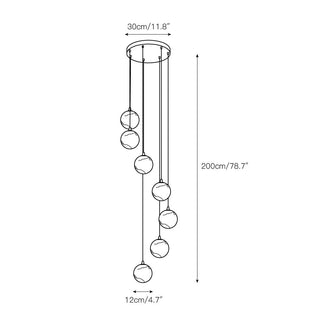 Gloruvye Lustre Métal Boules Moderne en Grappes
