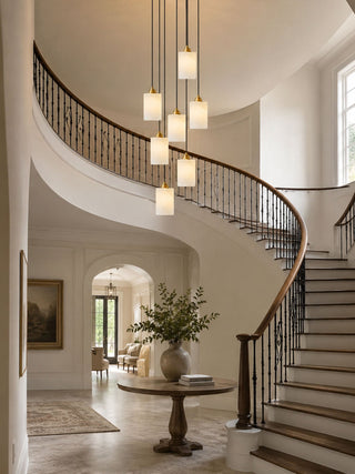 Alabaster Cylinder Cluster Chandelier-Neutral Decor
