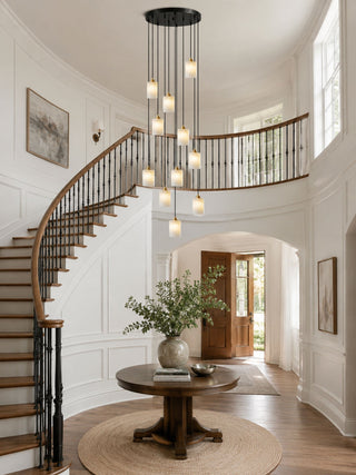 Alabaster Cylinder Cluster Chandelier-Neutral Decor