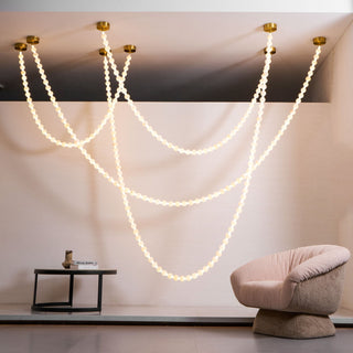 Grempt Lustre Albâtre à Collier de Perles