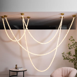 Grempt Lustre Albâtre à Collier de Perles