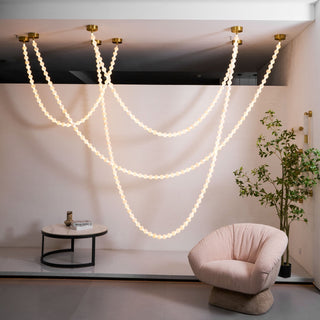 Grempt Lustre Albâtre à Collier de Perles