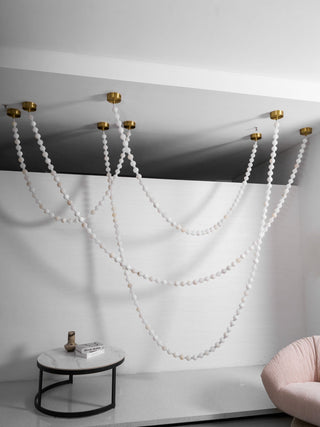 Grempt Lustre Albâtre à Collier de Perles