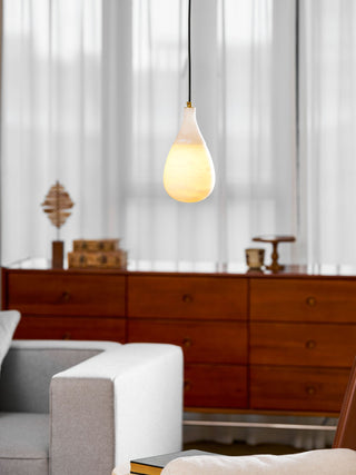 Alabaster Raindrop Pendant Light-Neutral Decor