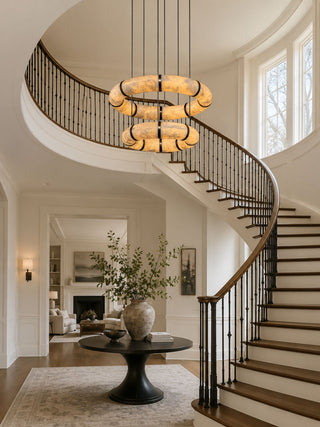 Alabaster Torus Ring Chandelier-Neutral Decor