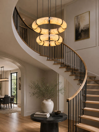 Alabaster Torus Ring Chandelier-Neutral Decor