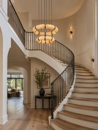 Alabaster Torus Ring Chandelier-Neutral Decor