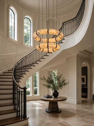 Alabaster Torus Ring Chandelier-Neutral Decor