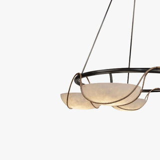 Alabaster Bowl Ring Chandelier-Neutral Decor