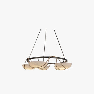 Alabaster Bowl Ring Chandelier-Neutral Decor