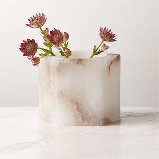 Qesta Supports de Lit Intérieurs Modernes Cube en Albâtre Naturel