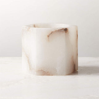 Qesta Supports de Lit Intérieurs Modernes Cube en Albâtre Naturel