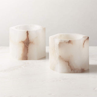 Qesta Supports de Lit Intérieurs Modernes Cube en Albâtre Naturel