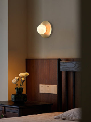 Round Alabaster Orb Sconce-Neutral Decor