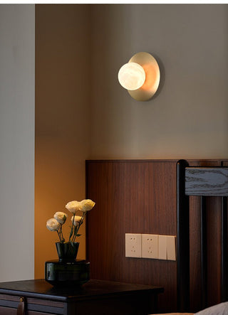 Round Alabaster Orb Sconce-Neutral Decor