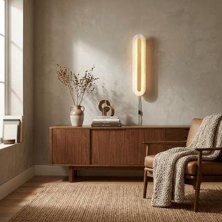Alabaster Rounded Plug-in Wall Light-Neutral Decor