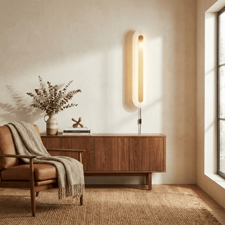Alabaster Rounded Plug-in Wall Light-Neutral Decor