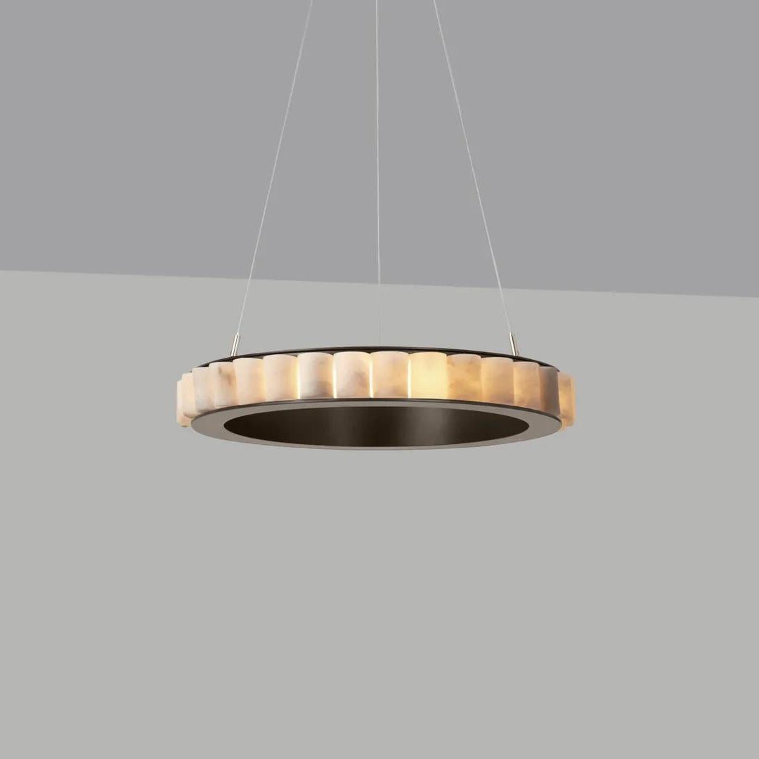 Orenalis Lustre Double Anneau en Albâtre