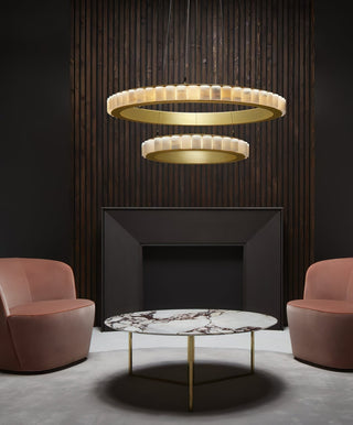 Orion Lustre Double Anneau en Albâtre