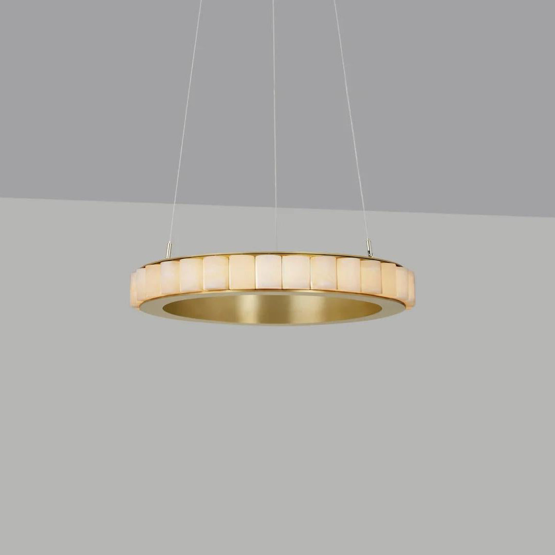 Orenalis Lustre Double Anneau en Albâtre