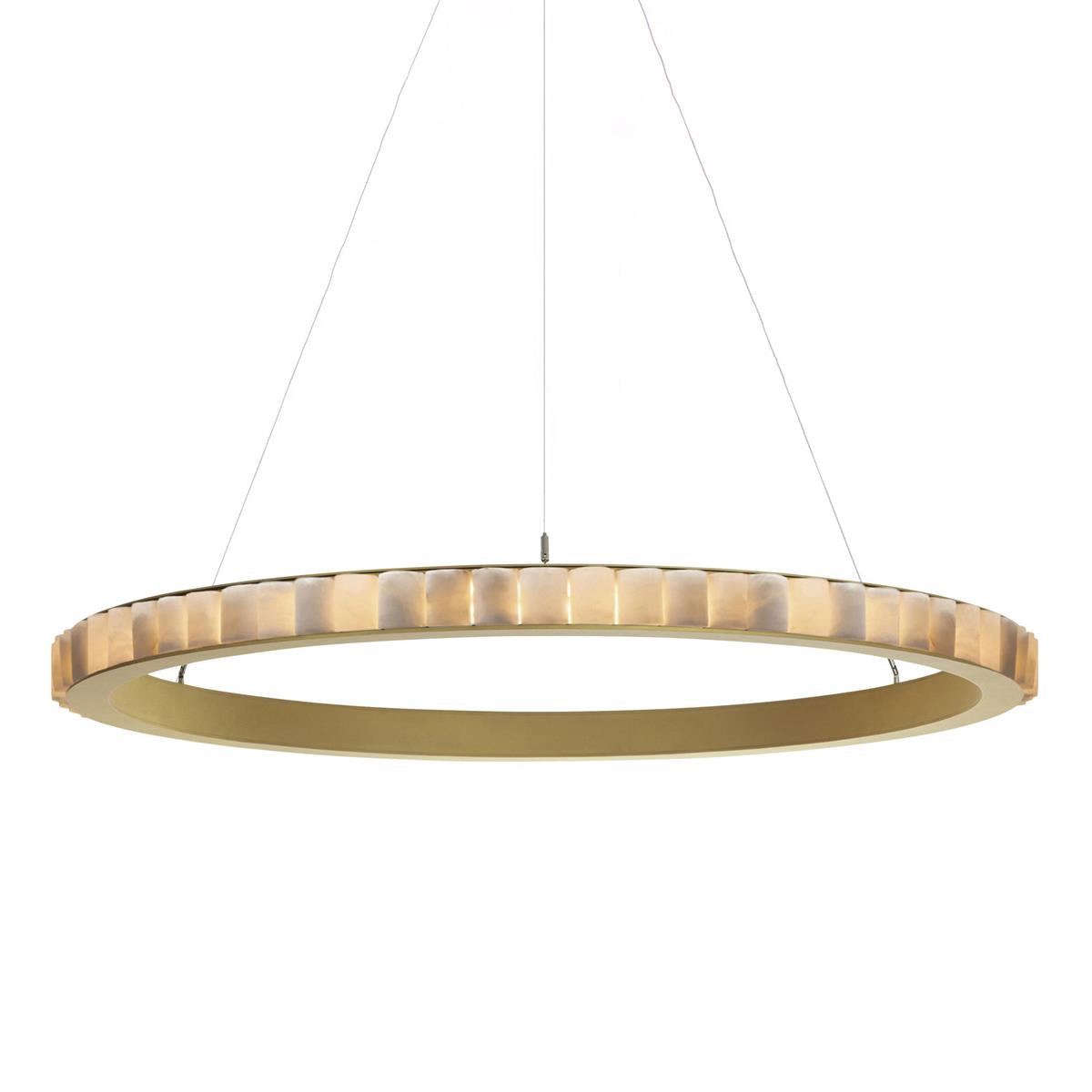Orenalis Lustre Double Anneau en Albâtre