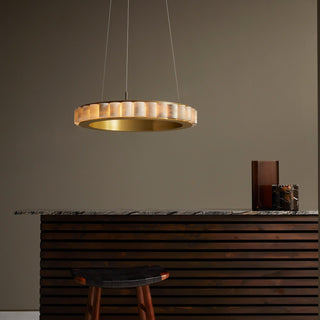 Orion Lustre Double Anneau en Albâtre