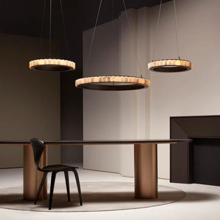 Orion Lustre Double Anneau en Albâtre