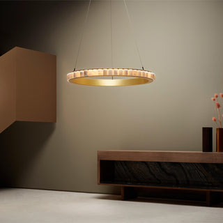 Orion Lustre Double Anneau en Albâtre
