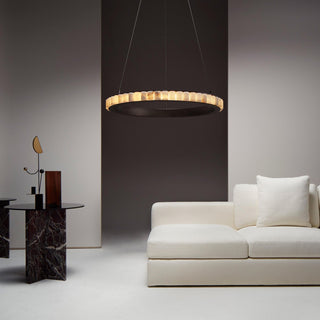 Orion Lustre Double Anneau en Albâtre