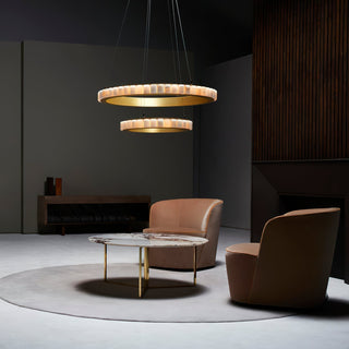 Orion Lustre Double Anneau en Albâtre